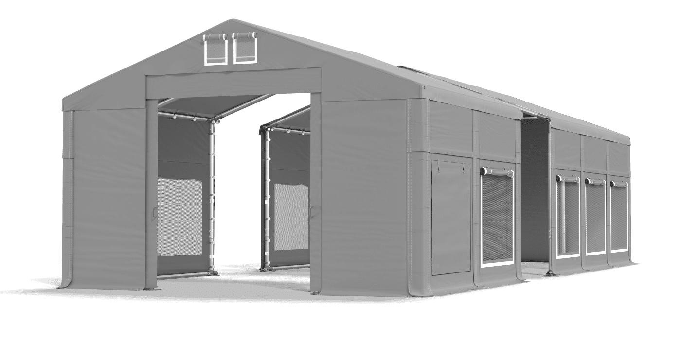 Porte de la tente ouverte