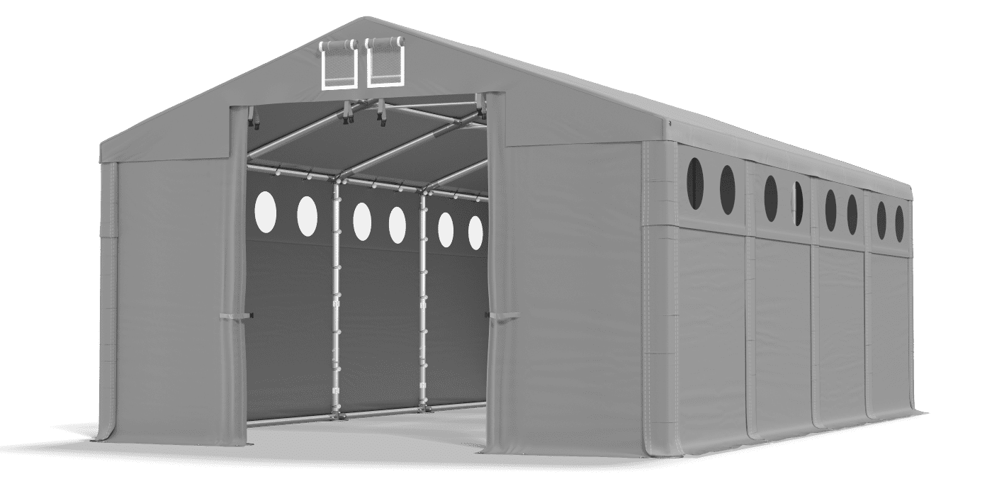 Porte de la tente ouverte